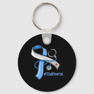 T1d Nurse Blue Ribbon Stethoscope Diabetes Awarene Key Ring