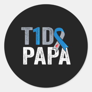 T1d Papa His Fight Is My Fight Type 1 Diabetes Awa Classic Round Sticker