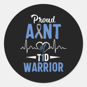 T1D Proud Aunt Diabetes Awareness Type 1 Insulin P Classic Round Sticker