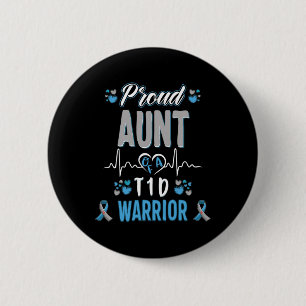 T1d Proud Aunt Diabetes Awareness Type 1 Pancreas  6 Cm Round Badge