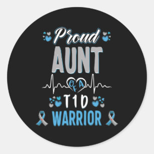 T1d Proud Aunt Diabetes Awareness Type 1 Pancreas Classic Round Sticker