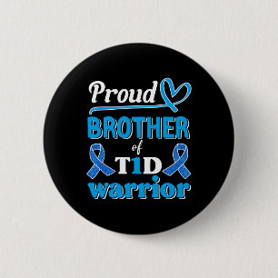 T1d Proud Brother Diabetes Awareness Blue Ribbon 6 Cm Round Badge