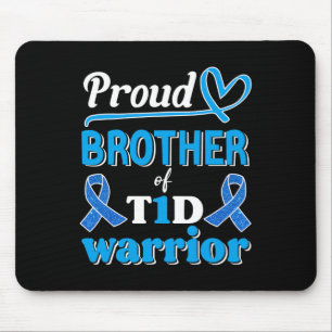 T1d Proud Brother Diabetes Awareness Blue Ribbon Mouse Pad