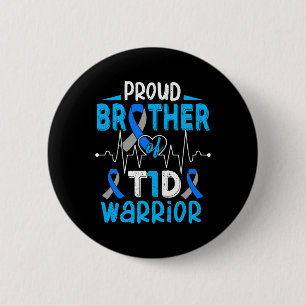T1D Proud Brother Diabetes Awareness Type 1 Insuli 6 Cm Round Badge