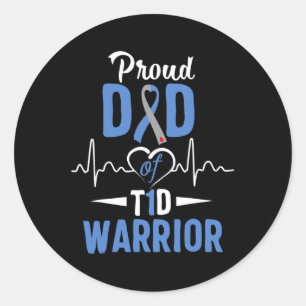 T1D Proud Dad Diabetes Awareness Type 1 Insulin Pa Classic Round Sticker