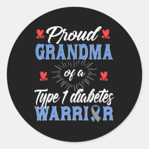 T1d Proud Grandma Diabetes Awareness Type 1 Insuli Classic Round Sticker