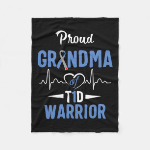 T1d Proud Grandma Diabetes Awareness Type 1 Insuli Fleece Blanket