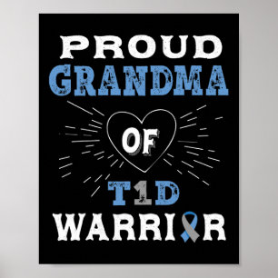 T1d Proud Grandma Diabetes Awareness Type 1 Insuli Poster
