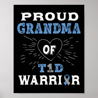T1d Proud Grandma Diabetes Awareness Type 1 Insuli Poster