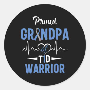 T1d Proud Grandpa Diabetes Awareness Type 1 Insuli Classic Round Sticker