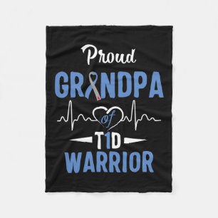 T1d Proud Grandpa Diabetes Awareness Type 1 Insuli Fleece Blanket