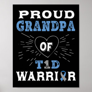 T1d Proud Grandpa Diabetes Awareness Type 1 Insuli Poster