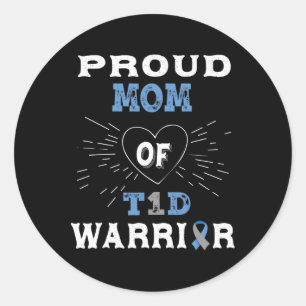 T1D Proud Mum Diabetes Awareness Type 1 Insulin Pa Classic Round Sticker
