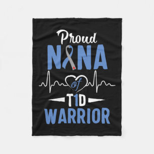 T1d Proud Nana Diabetes Awareness Type 1 Insulin P Fleece Blanket