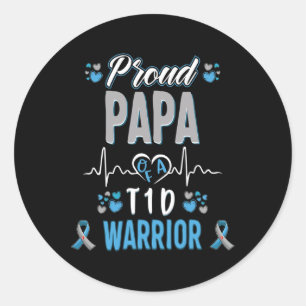 T1D proud Papa Diabetes awareness Type 1 Pancreas Classic Round Sticker