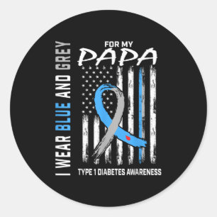 T1d Shirt Type 1 Diabetes Shirt Papa Type One Diab Classic Round Sticker