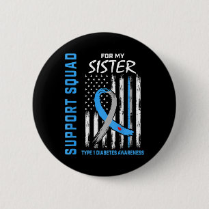 T1d Sister Type 1 Diabetes Awareness Flag Gifts By 6 Cm Round Badge