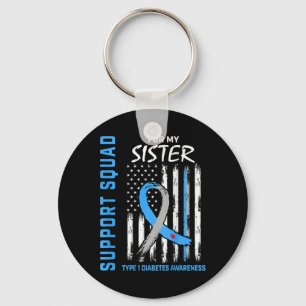 T1d Sister Type 1 Diabetes Awareness Flag Gifts By Key Ring