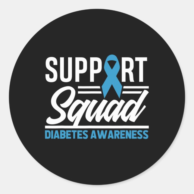 T1d T2d Warrior Support Squad Diabetes Awareness  Classic Round Sticker (Front)