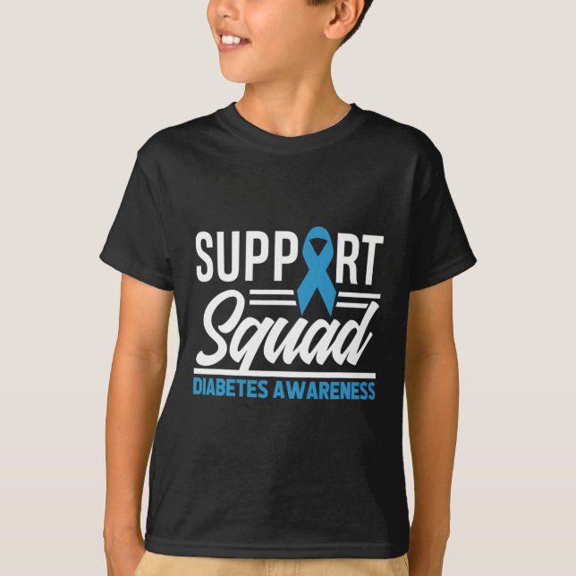 T1D T2D Warrior Support Squad Diabetes Awareness  T-Shirt (Front)