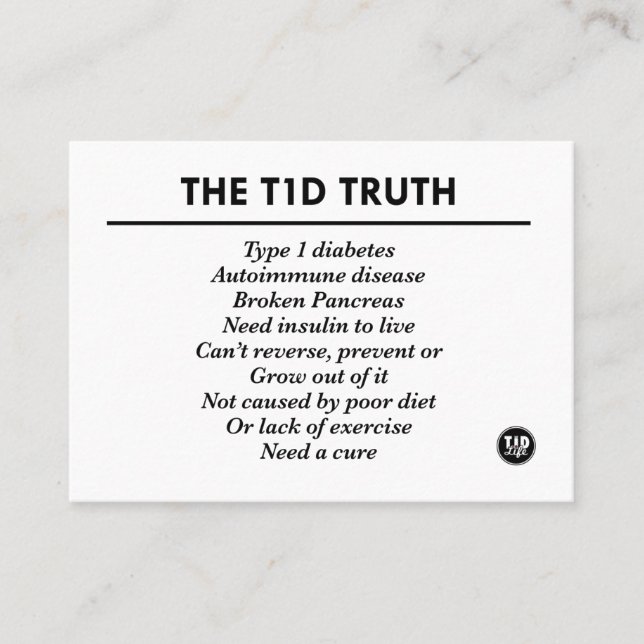 T1d Truth (3.5" x 2.5") Referral Card (Front)