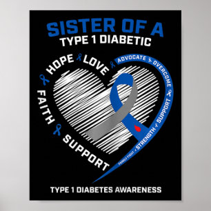 T1d Type 1 Diabetes Awareness Sister Of A Type 1 D Poster