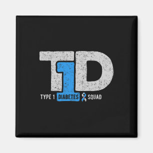 T1d Type 1 Diabetes Squad Awareness Ribbon Gift Magnet