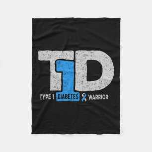 T1d Type 1 Diabetes Warrior Awareness Diabetic Rib Fleece Blanket