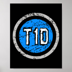 T1D Type 1 Superhero Emblem Diabetes Awareness  Poster