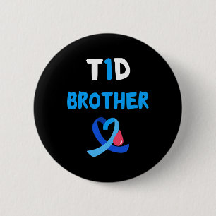 T1D Warrior Brother Diabetes Awareness Squad Suppo 6 Cm Round Badge