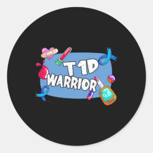T1d Warrior Diabetes Type 1 T1 Support  Classic Round Sticker