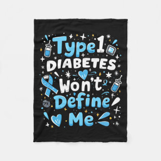 T1d Warrior Insulin Diabetic Type 1 Diabetes Fleece Blanket