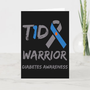 T1d Warrior Type 1 Diabetes Awareness Blue Ribbon Card