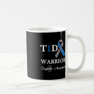 T1D Warrior Type 1 Diabetes Awareness Blue Ribbon  Coffee Mug
