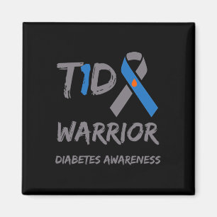 T1d Warrior Type 1 Diabetes Awareness Blue Ribbon Magnet