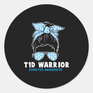 T1d Warrior Type 1 Diabetes Awareness Diabetic Mom Classic Round Sticker