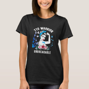 T1d Warrior Woman Type 1 Diabetes Awareness Blue R T-Shirt