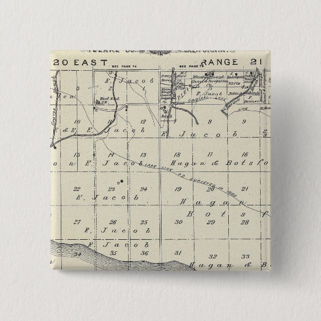 T2021S R2021E Tulare County Section Map 15 Cm Square Badge (Front)