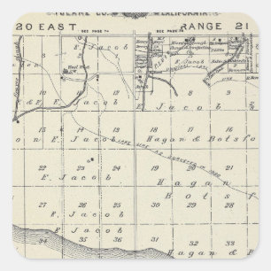 T2021S R2021E Tulare County Section Map Square Sticker