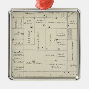 T20S R26E Tulare County Section Map Metal Ornament