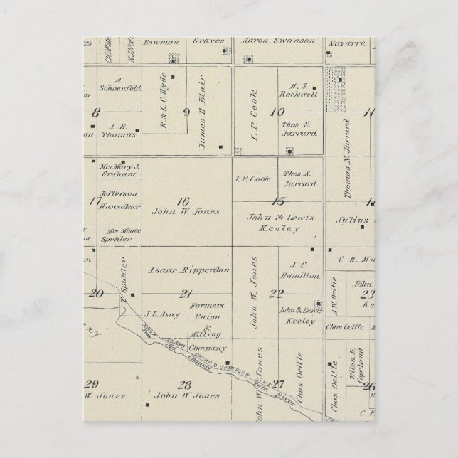 T20S R26E Tulare County Section Map Postcard (Front)