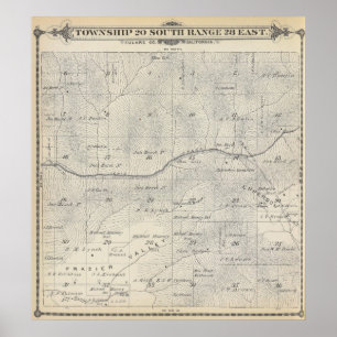T20S R28E Tulare County Section Map Poster