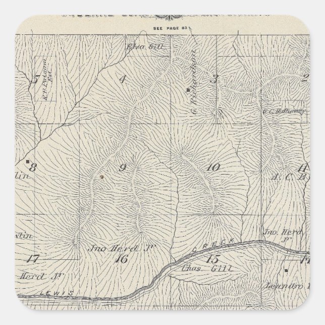 T20S R28E Tulare County Section Map Square Sticker (Front)
