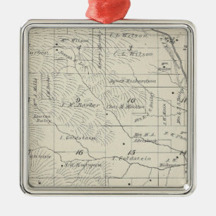 T20S R29E Tulare County Section Map Metal Ornament