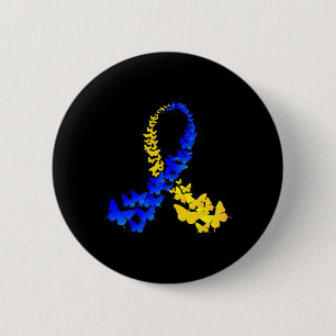T21 Butterfly World Down Syndrome Day Women Kids 6 Cm Round Badge