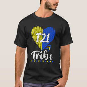 T21 Tribe 21 World Down Syndrome Awareness Day Hea T-Shirt