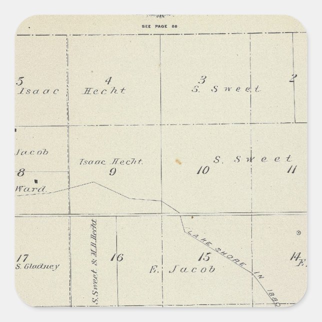 T21S R22E Tulare County Section Map Square Sticker (Front)