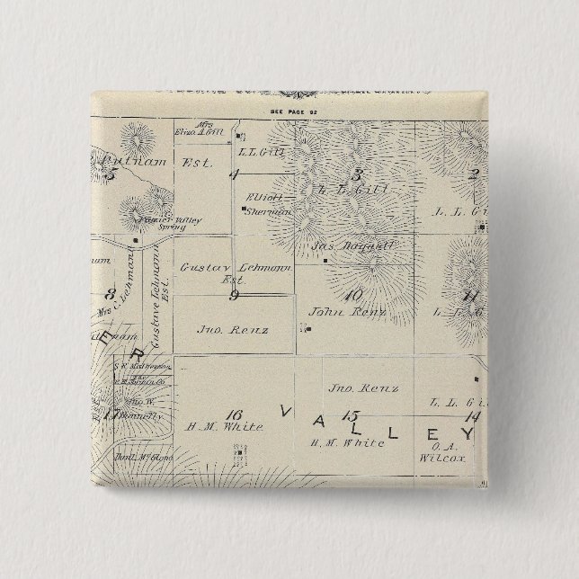 T21S R28E Tulare County Section Map 15 Cm Square Badge (Front)