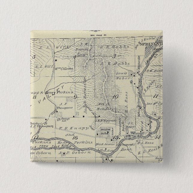 T21S R29E Tulare County Section Map 15 Cm Square Badge (Front)