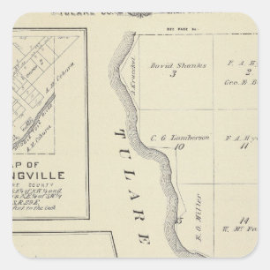 T22S R22E Tulare County Section Map Square Sticker